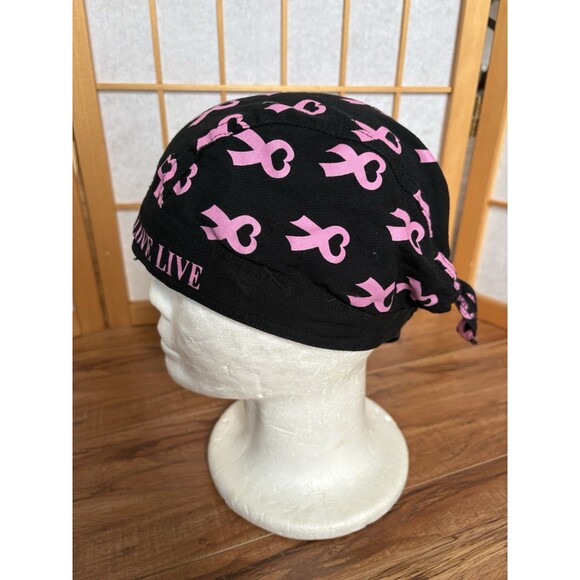 Breast Cancer Healthy Hope Love Live Pink Ribbon Doo Rag Skull Cap Head Wrap - Picture 4 of 4